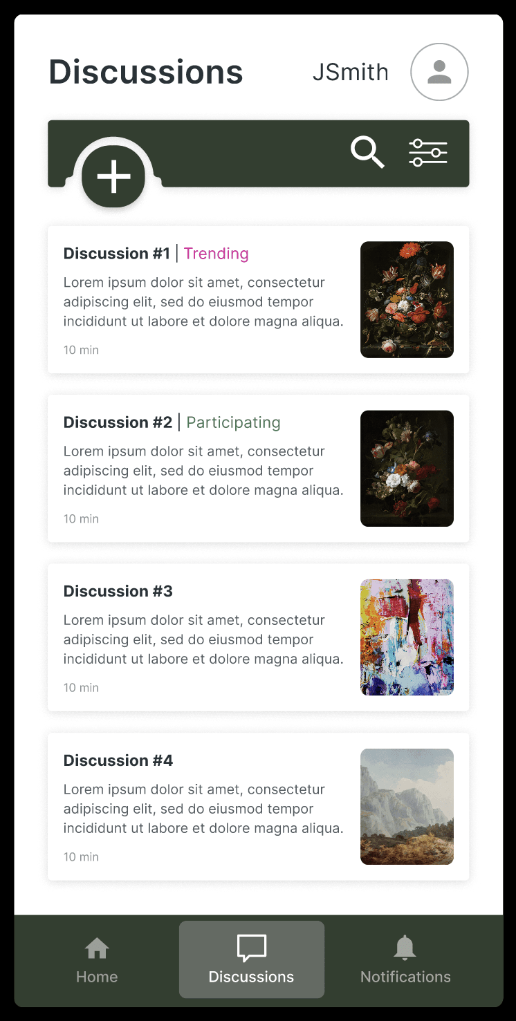 Screenshot of ArtHop discussion page